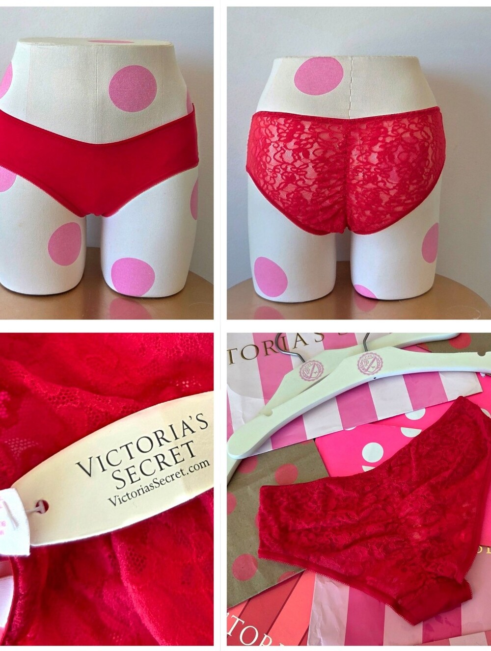 Victoria's Secret VTG Low Rise Hiphugger Red Lace Panty NWT Ruching Scrunch Butt